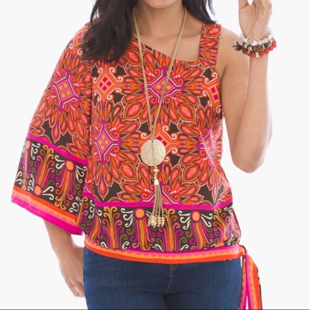 Chico’s Zanzibar One-Shoulder Side-Tie Top